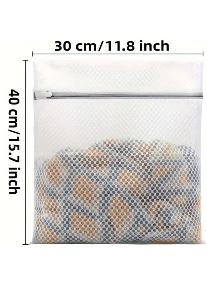 3 Medium Durable Honeycomb Mesh Laundry Bags For Delicates 12x16 Inches Transparent Polyester Zippered Wash Bags - Image 3